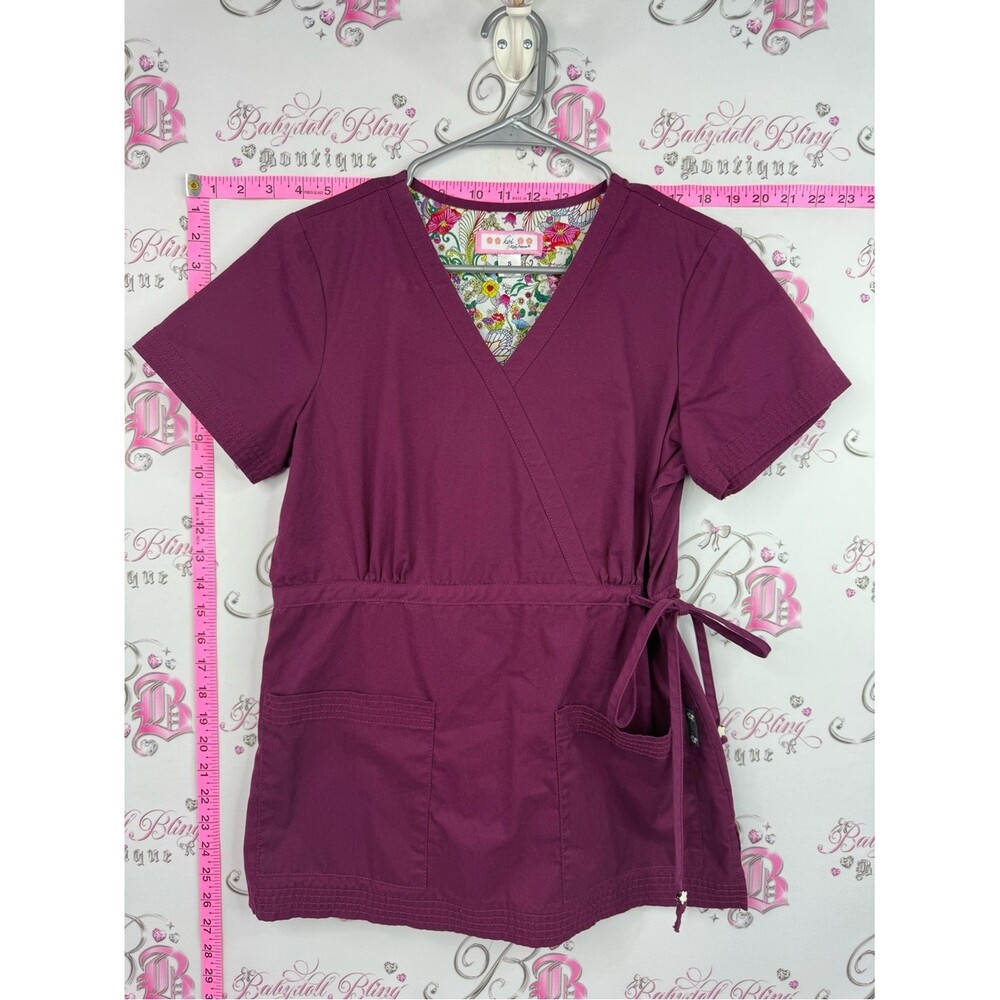 koi scrubs top medical pockets Women's Wrap Scrub Top — Plum